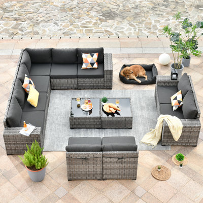 Baili 12 Piece Sectional Seating Group with Cushions by Wade Logan