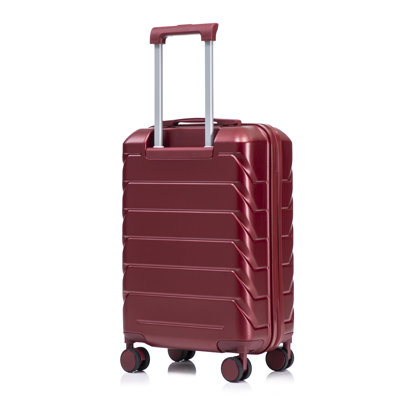 Wine Red 20-Inch ABS Hard Shell Carry-On Luggage with Spinner Wheels