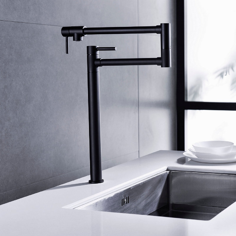Robinet remplisseur de pot avec tige d'extension, Noir mat
