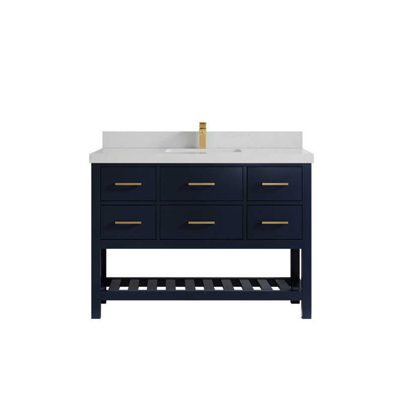 Parker 48'' Single Bathroom Vanity with Top, Carrara Quartz