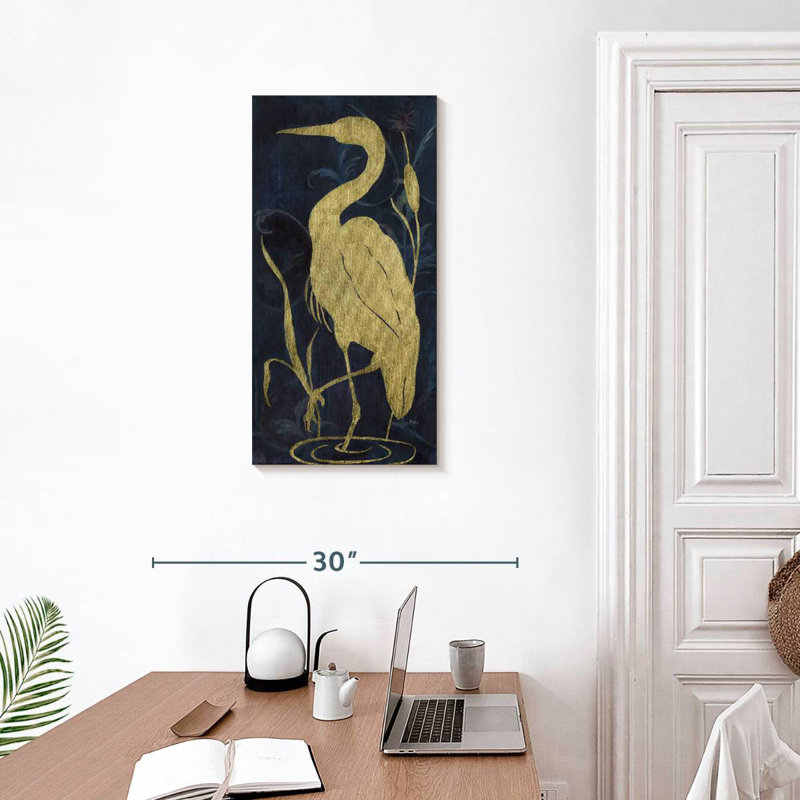 Aigrette sur indigo II, H 30 po x l 15 po