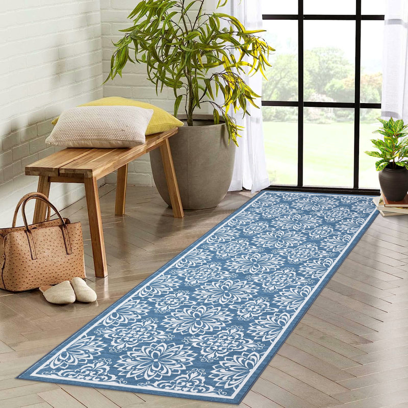 Washable Area Rug Modern Low Pile Floral Carpet for Living Room Bedroom Dining Room Nursery Hallway Soft Mark Resistant Non Slip Rugs