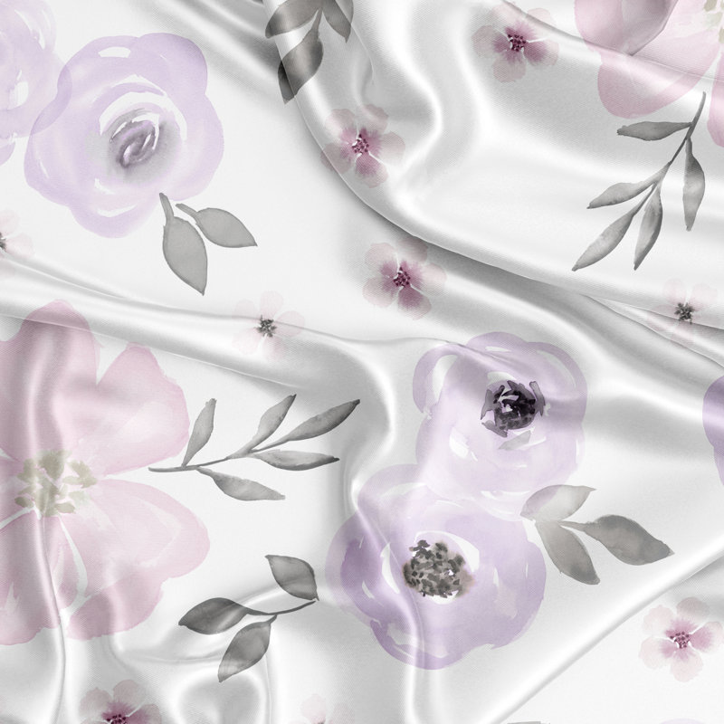 Drap-housse pour lit de bébé Watercolor Floral Satin par Sweet Jojo Designs, Lavande