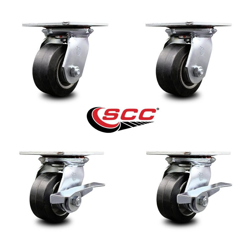 4 Piece Rubber on Aluminum Caster Set