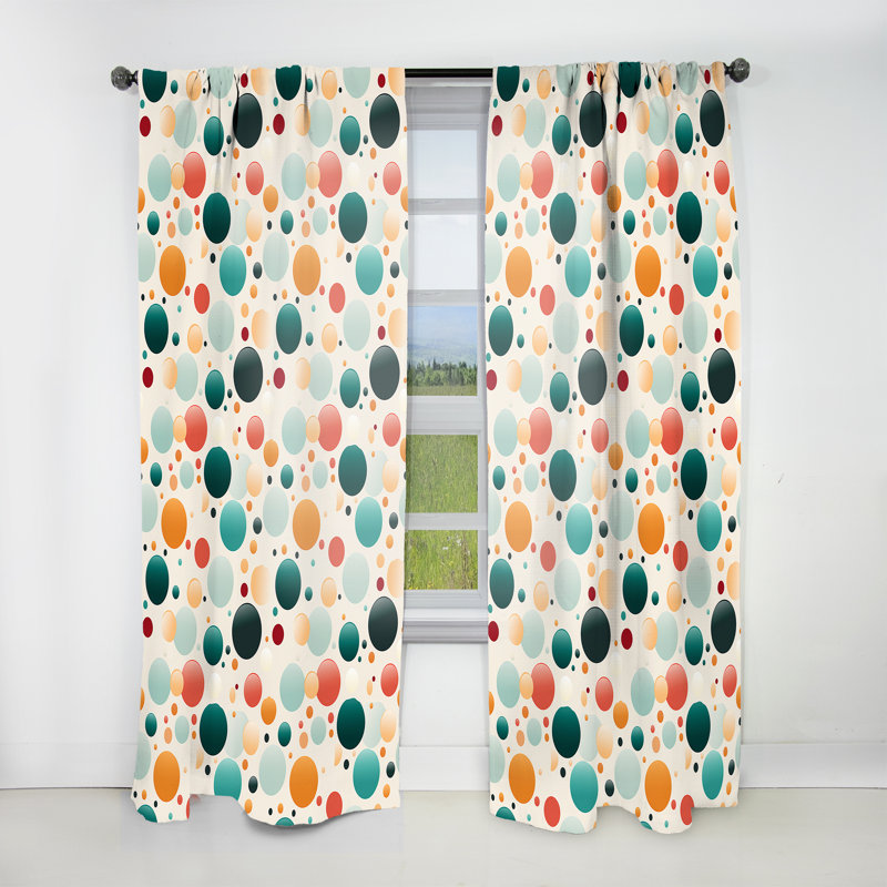 Rideau obscurcissant Turquoise Retro Revival à pois Delight I - 1 panneaux, L 52 po x L 108 po