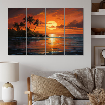 Ensemble de 4 décorations murales coucher de soleil I Caraibe Island I