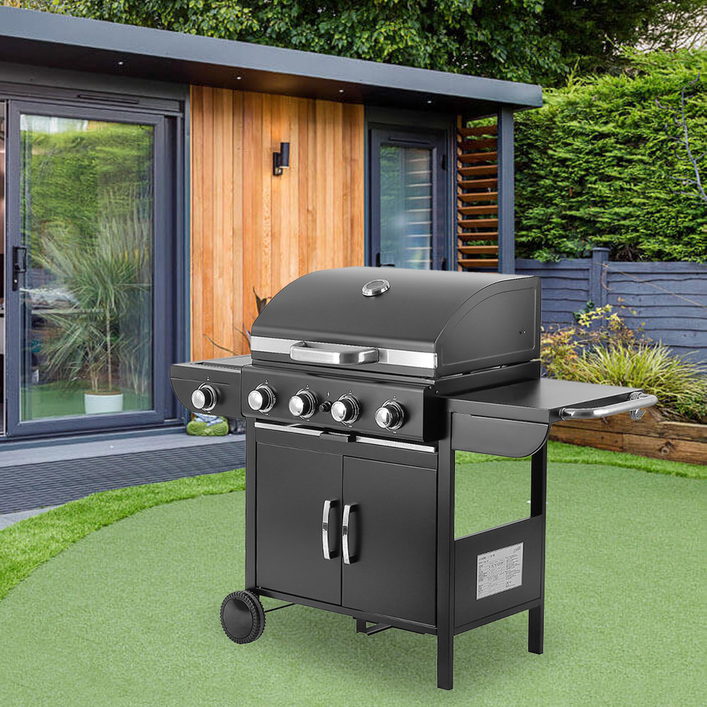 Mabel Belfry Kitchen 5 - Burner Countertop Liquid Propane 30000 BTU BTU Gas Grill with Side Burner and Cabinet