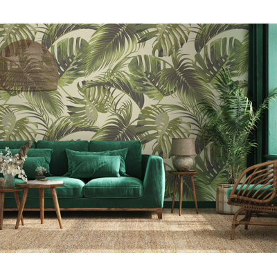 Papier peint moderne feuilles de palmier tropical