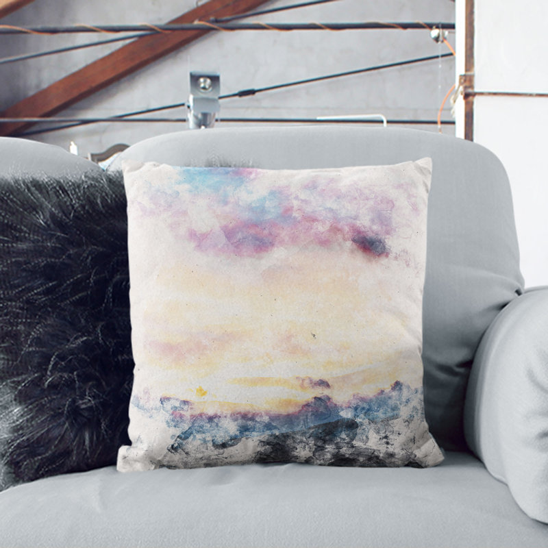Clouds Above Mountains Cushion with Filling, White, 40cm H x 40cm W x 15cm D