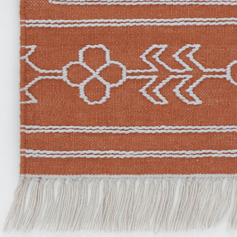 Geometric Area Rug in Orange, Rectangle 12' x 15'