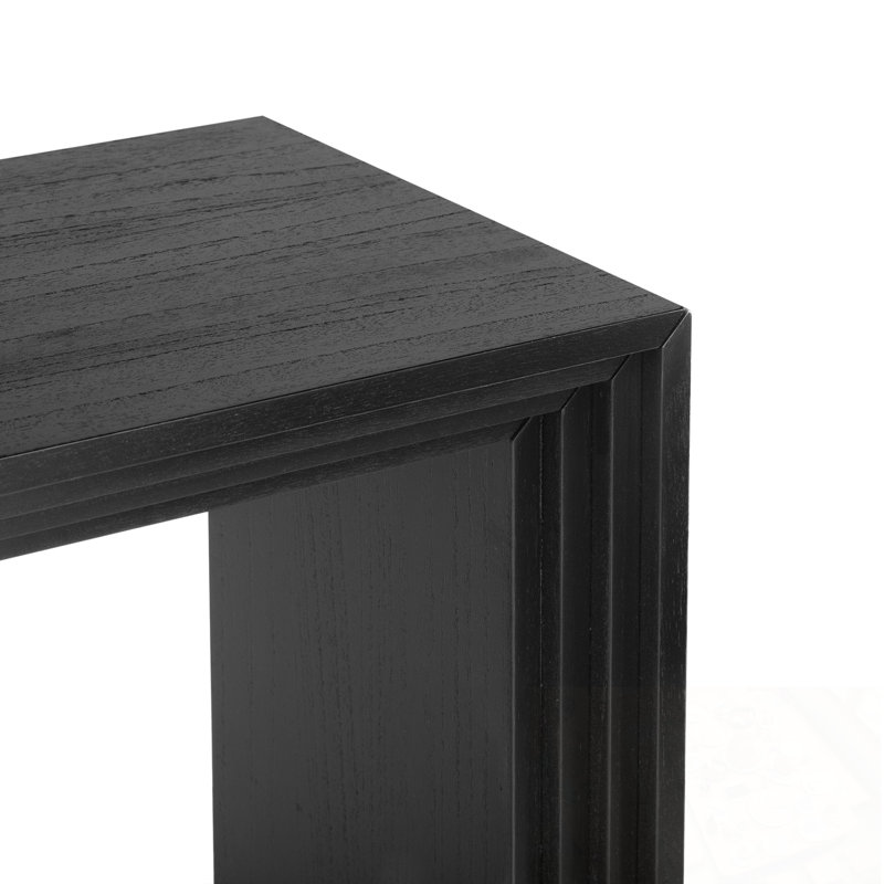 Console de style moderne en placage de bois massif de paulownia, convenant au vestibule, au salon ou à l'entrée., Noir