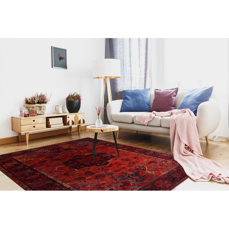 Raiden Oriental Wool Area Rug, Rectangular 170 x 235cm, Red