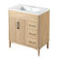 Meuble-lavabo avec lavabo, 2 portes, 3 tiroirs et tablette ajustable