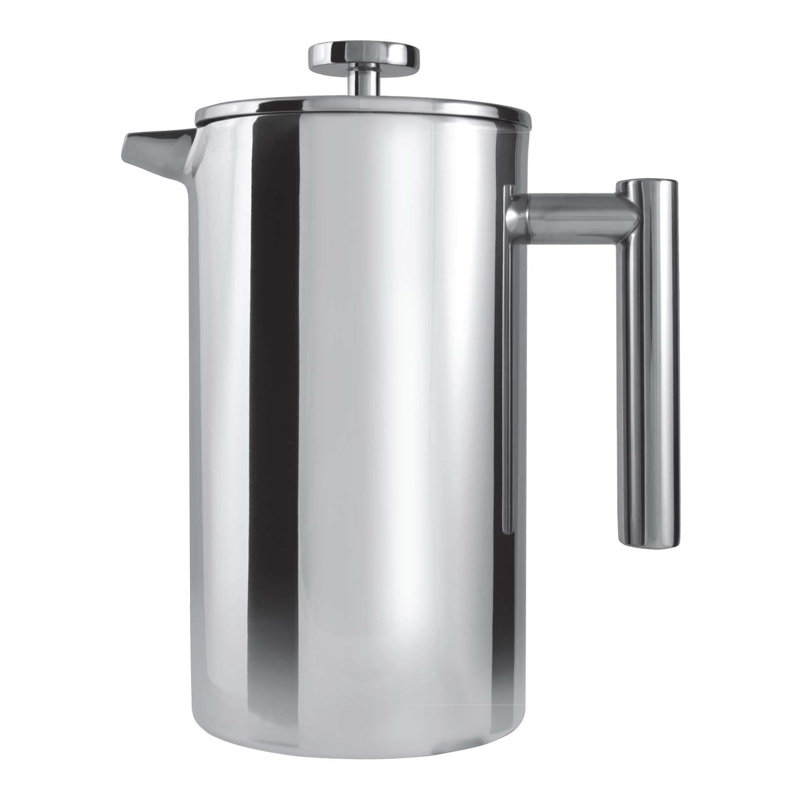 Café Olé 12 Cup Double Walled Straight Sided Cafetiere, 0.6 L - 6 cups, Sliver