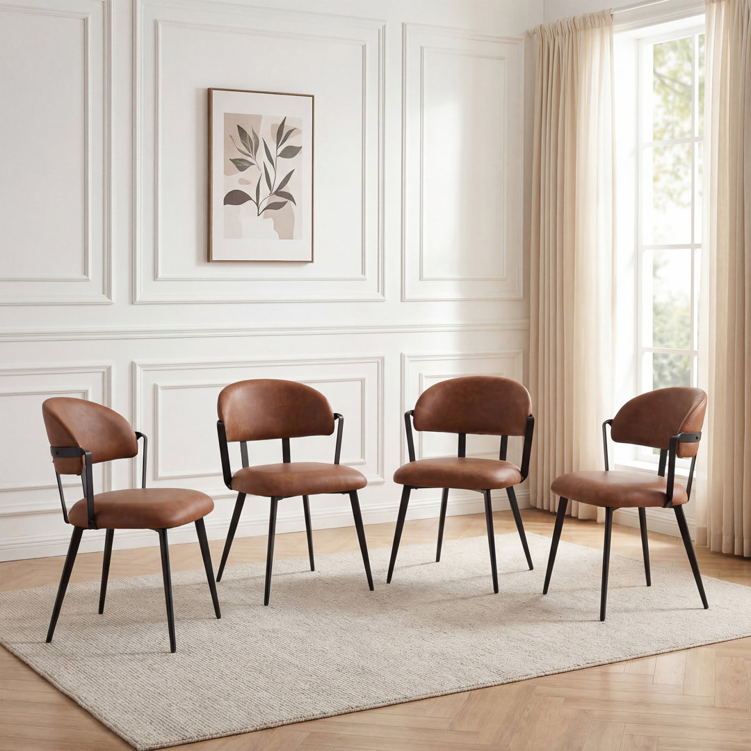 Windsor Modern Armless Dining Chair With Twisted Metal Frame, PU Upholstered