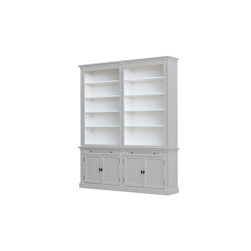 Krier 240 cm H x 200 cm W Library Bookcase, Light Grey/White