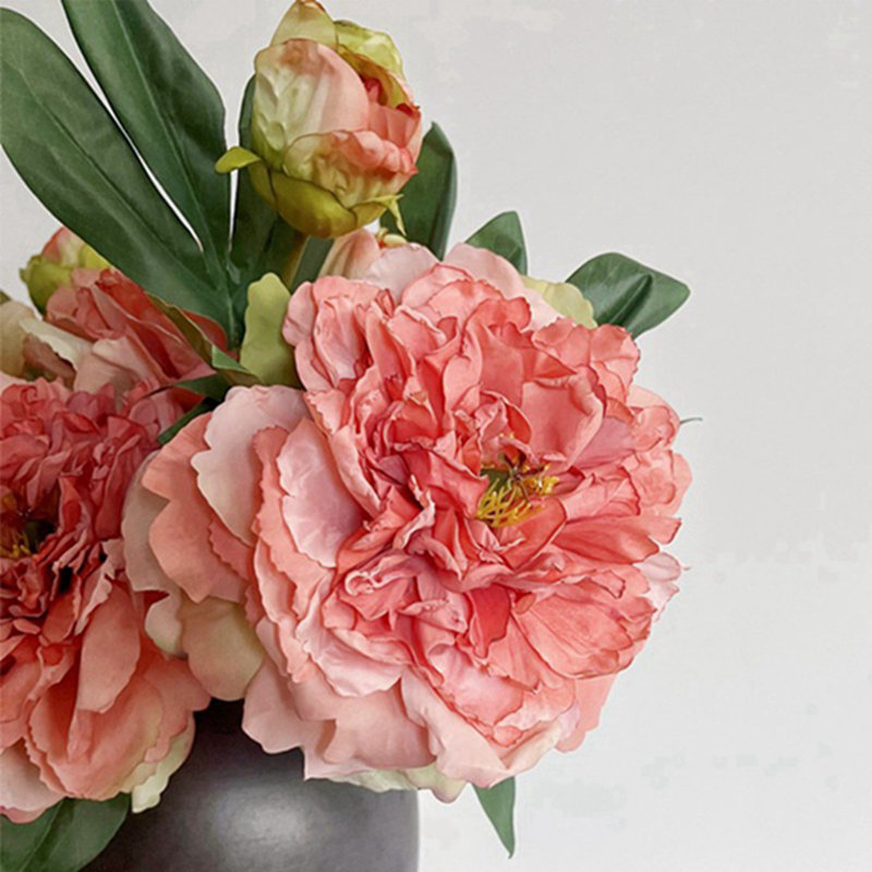 Ensemble de 5 tiges de pivoines artificielles réalistes, de fausses pivoines avec boutons pour le mariage, la maison et le centre de table