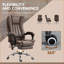 Fauteuil de massage, dossier haut avec massage à 6 points, chaleur, repose-pieds rétractable, hauteur réglable, microfibre brun noyer | Pivote à 360 ° | Inclinaison 135 °