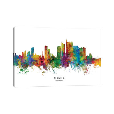 «Manila Philippines Skyline» par Michael Tompsett, impression sur toile tendue