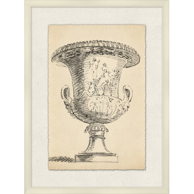 Wendover Art Group Urn Sketch 3 - Picture Frame Drawing Print On Paper In Black;ivory