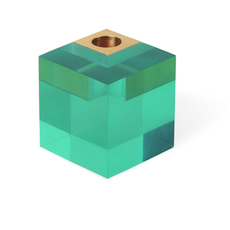 Monte Carlo Candle Holder, Green, 4" H x 3" W x 3" D