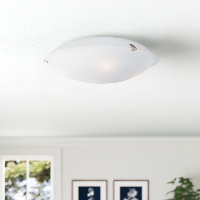 Gaiana Glass Flush Mount, Satin Nickel, White