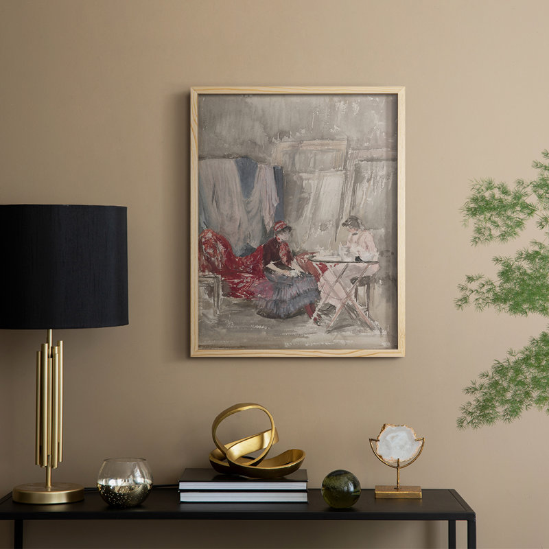 «Vintage Floral Print», impression encadrée CCLXI - bois massif, Naturel, H 21 po x l 17 po