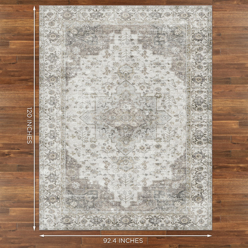 NeverMove Machine Washable Traditional Krista Area Rug, Rectangle 7'7" x 10'