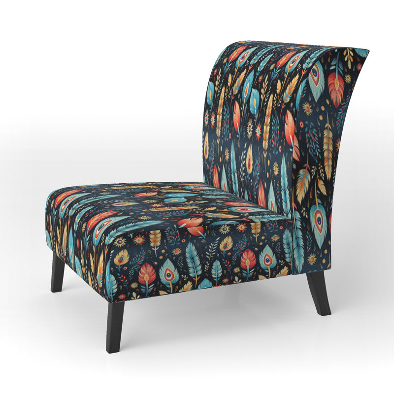 Motif éclectique Nomad Boho - Fauteuil de chambre rembourré Boho, fauteuil d'appoint à motif cachemire