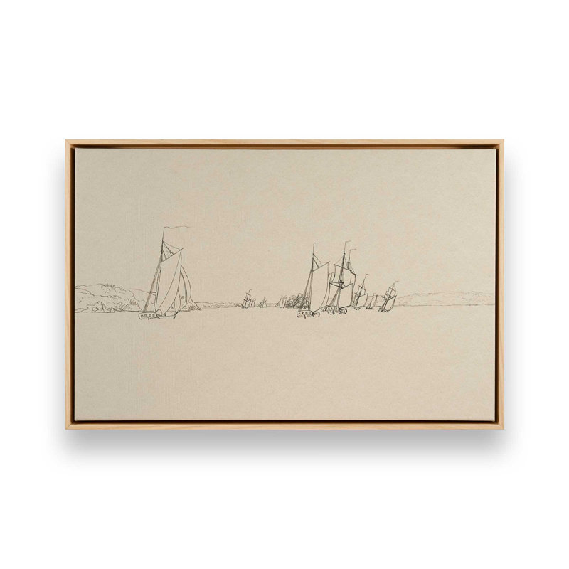 Reproduction d'art sur toile S croquis du port I, H 20 po x l 30 po, Cadre flottant, Tanné