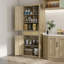 Armoire de cuisine avec 4 portes en rotin, tablettes réglables