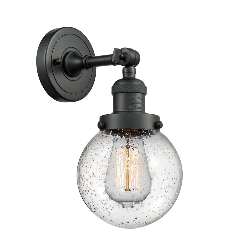 Clementina Dimmable Bath Sconce, 6 Watt Vinage LED Bulb, Seedy, Matte Black