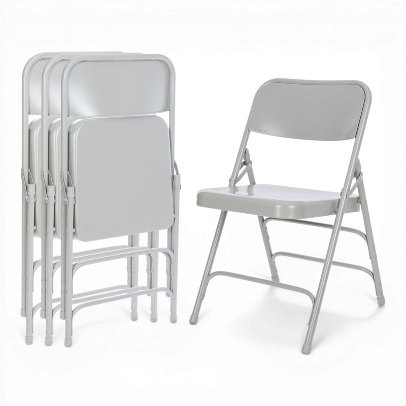 Bernadine Steel Stackable Folding Chair Folding Chair Set, Gray