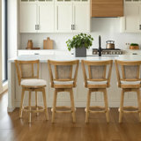 Demeterius Counter Height Or Bar Height Rubberwood Barstool With Fabric Seat - Set Of 4