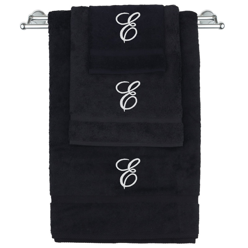 Ensemble de serviettes Marcelline, Noir / blanc, E
