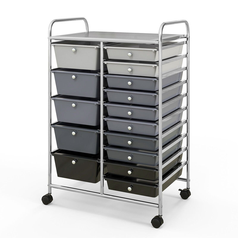 15 Drawer Storage Drawer, Gray/Black