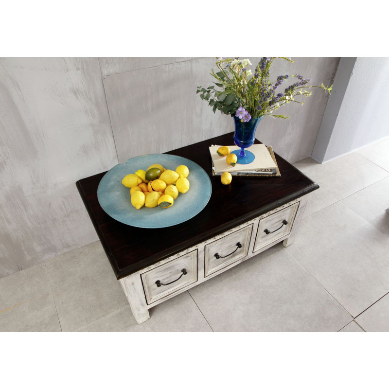 Castle-Antik Solid Wood Block Coffee Table with Storage