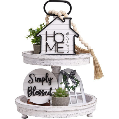 Ensemble de plateaux rustiques rustiques pour la maison et la cuisine pour plantes grasses et plantes