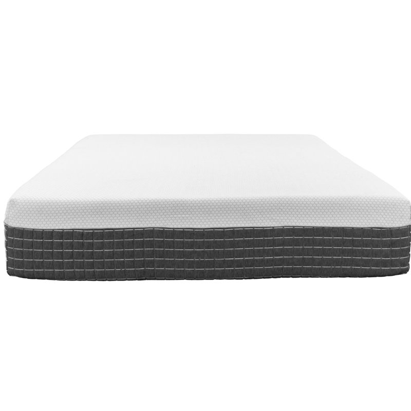 Rechargez le matelas de 12 pouces, double. Conception à 5 couches pour un sommeil profond et profond. Housse blanche et grise. Gel-mousse. Bobines haute transition individuellement enveloppées. Ignifuge. Base réglable compatible. Haut