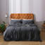 Ensemble de housse de couette gris anthracite en lin à motif de tapis - très grand-130133036
