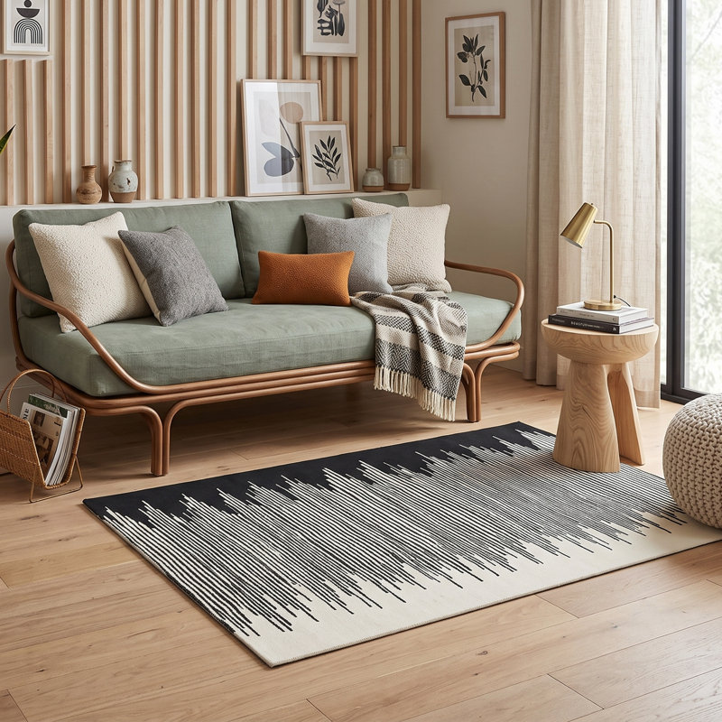 Tapis noir et ivoire Cadence