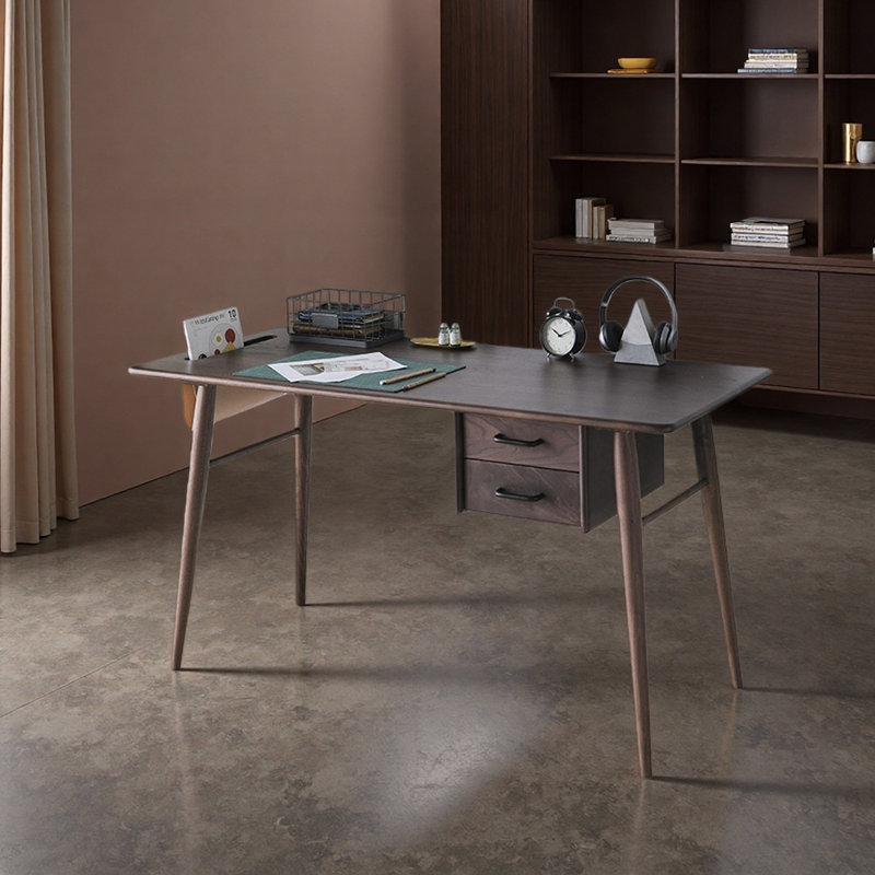 Bureau simple en bois de noyer massif et élégant, H 29,13 po x l 55,11 po x P 23,62 po