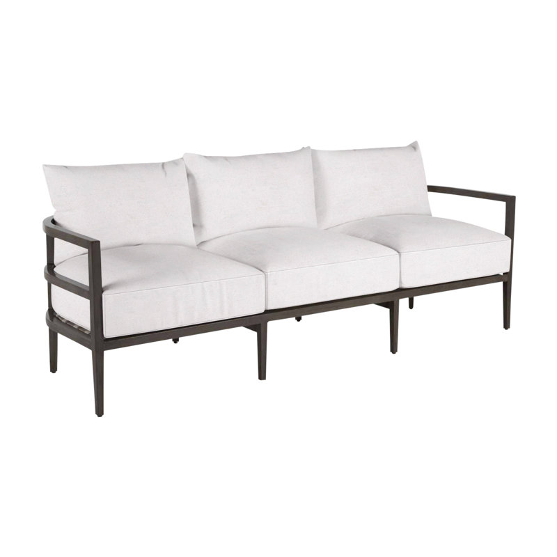 Santa Barbara Aluminum Sofa - Slate Gray, No Welt, Perigold Piccadilly Stripe Ash, Dream