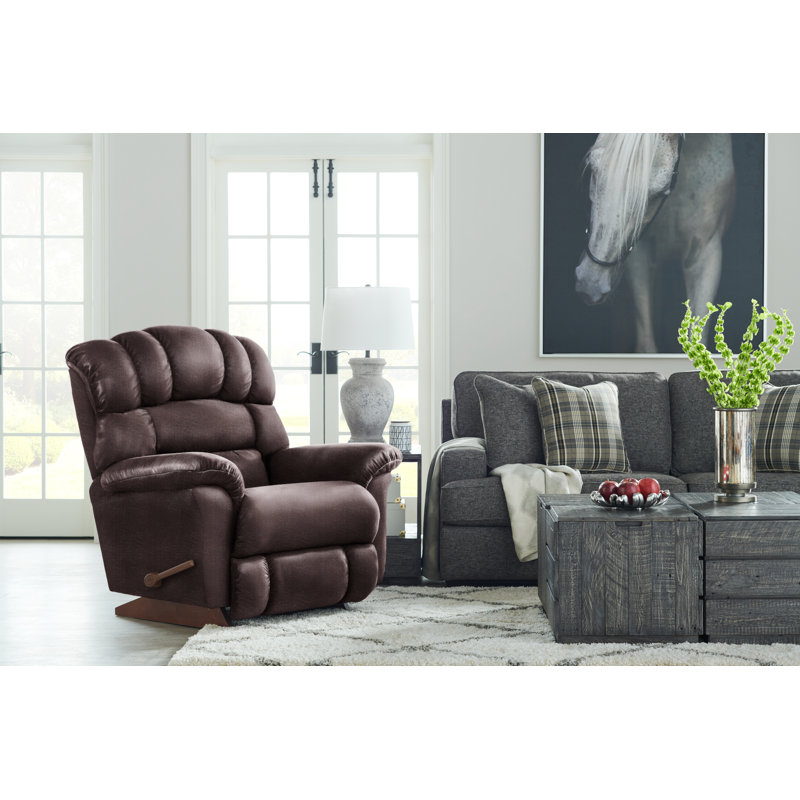 Randell Oversized Manual Leather Match Rocking Recliner, Harvest Leather Match