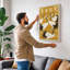 Three Cranes in Gold Japandi - Wrapped Canvas-1158020673-1158020682