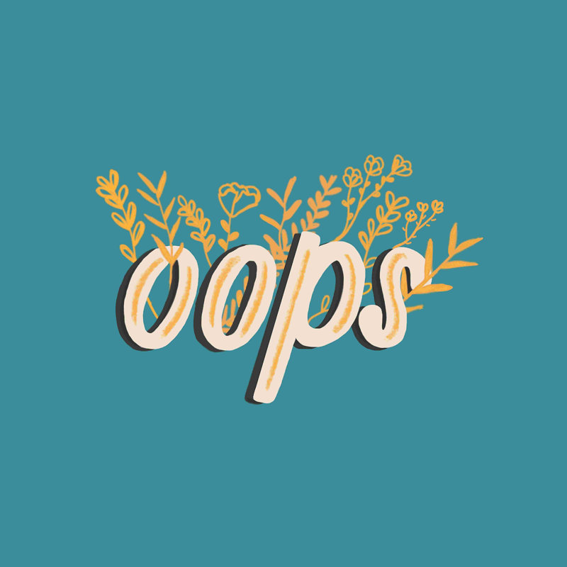 Oops - Art textuel sur toile tendue, H 12 po x l 12 po