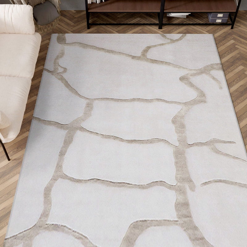 Linen Abstract Area Rug, Rectangle 6' x 9'