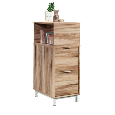 Tour à dossiers en bois, façon moderne d'organiser les documents de bureau, deux tiroirs pour dossiers de format lettre et légal, convient à la maison, aux espaces de travail partagés, brun rehausse la beauté du décor, cadre en métal avec bords d'impact,