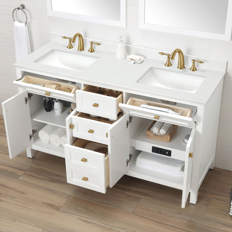 Ensemble de meuble-lavabo double 60 po Juniper, Blanc