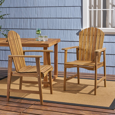 Rosalyn Wood Premium All-Weather Wicker Outdoor Dining Armchair